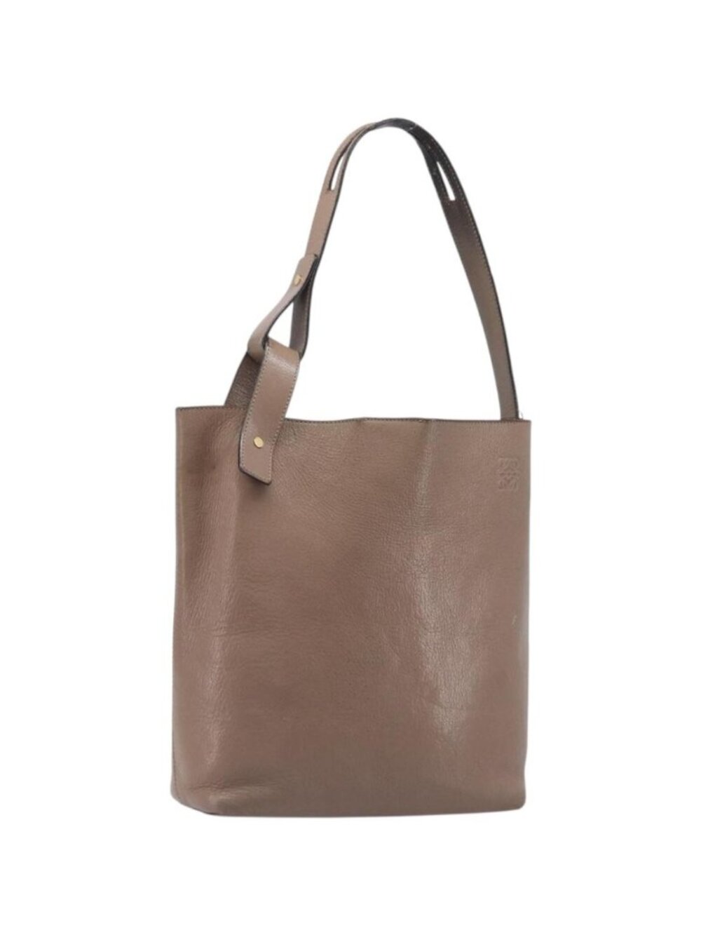LOEWE Shoulder Bag Leather Beige Gold Tone